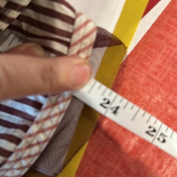 LOFT Skirt A-Line Midi Pinstripe Mesh Hem Floral Applique Cotton Lined Maroon 0 - Picture 7 of 7